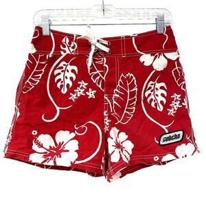 Vintage Gotcha Womens Size S Red Printed Swim Shorts